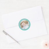 Happy Birthday Modern Simple Elegante Custom Foto Runder Aufkleber (Umschlag)