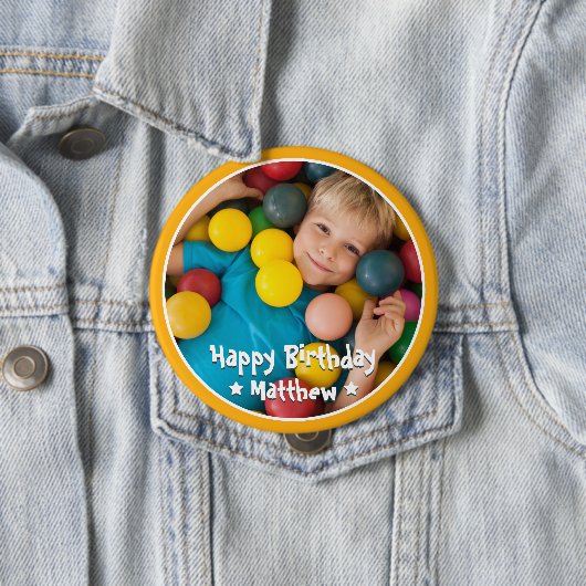 Happy Birthday Modern Simple Star Foto Button (Beispiel)