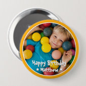 Happy Birthday Modern Simple Star Foto Button (Vorne & Hinten)