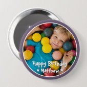 Happy Birthday Modern Simple Star Foto Button (Vorne & Hinten)