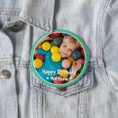 Happy Birthday Modern Simple Star Foto Button (Beispiel)