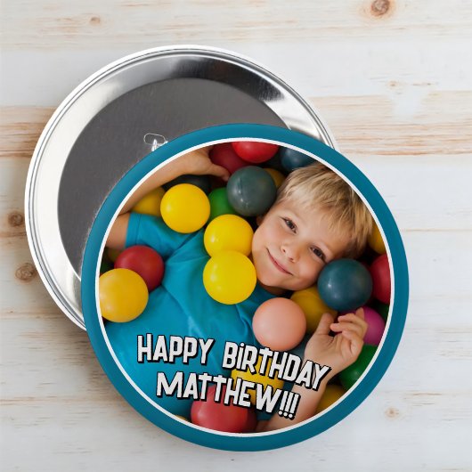 Happy Birthday Modern Simple Star Foto Button