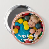 Happy Birthday Modern Simple Star Foto Button (Vorne & Hinten)