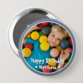 Happy Birthday Modern Simple Star Foto Button (Vorne & Hinten)