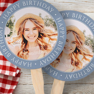 Happy Birthday Moderne einfache Foto Handfan Fächer