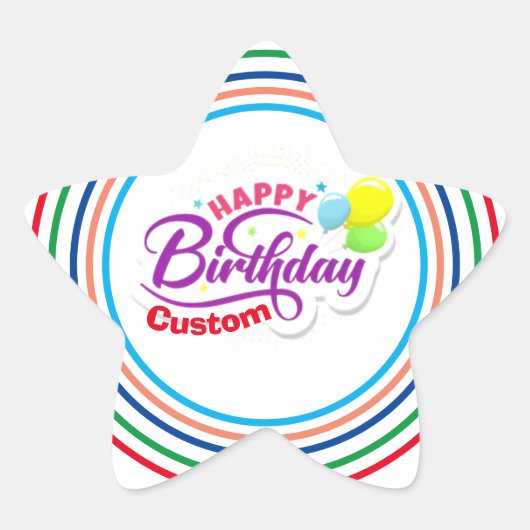 Happy Birthday Moderne Elegante, individuelle Name Stern-Aufkleber (Vorderseite)