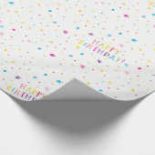 HAPPY BIRTHDAY Moderne Fantasy funkelnde Konfetti Geschenkpapier (Ecke)