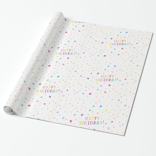 HAPPY BIRTHDAY Moderne Fantasy funkelnde Konfetti Geschenkpapier (Ungerollt)