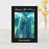 Happy Birthday Moderne Künstlerische tropische Bäu Karte (Gelbe Blume)