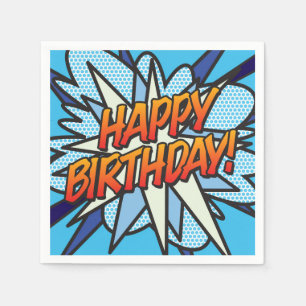 HAPPY BIRTHDAY Moderne lustige Blaue Serviette