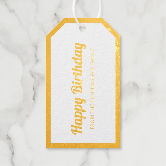 Happy Birthday | Modernes und einfaches Foto Geschenkanhänger (Vorderseite)