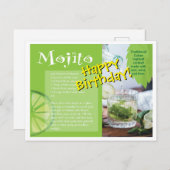 Happy Birthday Mojito Cocktail Rezept Postkarte (Vorne/Hinten)