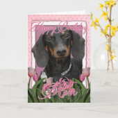 Happy Birthday Mom - Dachshund - Winston Karte (Gelbe Blume)