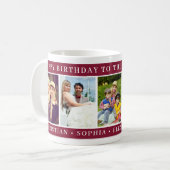 Happy Birthday Mom Photo Collage burgundy keepsake Kaffeetasse (Vorderseite Links)