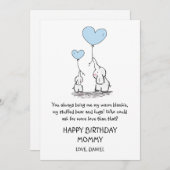 Happy Birthday Mommy Elephants Niedlich (Vorne/Hinten)