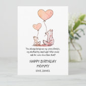 Happy Birthday Mommy Foxes Karte (Stehend Vorderseite)