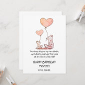 Happy Birthday Mommy Foxes Karte (Vorderseite/Rückseite Beispiel)
