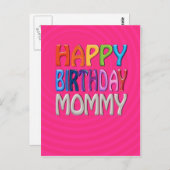 Happy Birthday Mommy - Happy Colorful Gruß Postkarte (Vorne/Hinten)