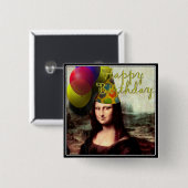 Happy Birthday Mona Lisa Button (Vorne & Hinten)