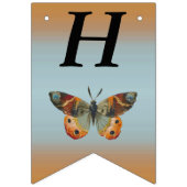 Happy Birthday Monarch Butterfly Blues Orange Wimpelkette (Erste Fahne)