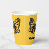 Happy Birthday Monarch Butterfly Wasserfarbe Pappbecher (Rechts)