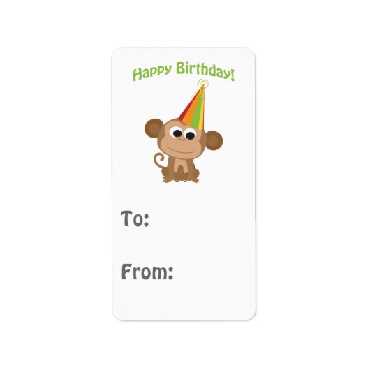 Happy Birthday Monkey Adressaufkleber (Vorne)