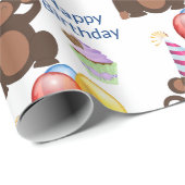 Happy Birthday Monkey and Balloons Party Geschenkpapier (Rolleneckpunkt)