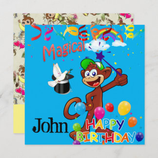 Happy Birthday Monkey Card Einladung Ballons