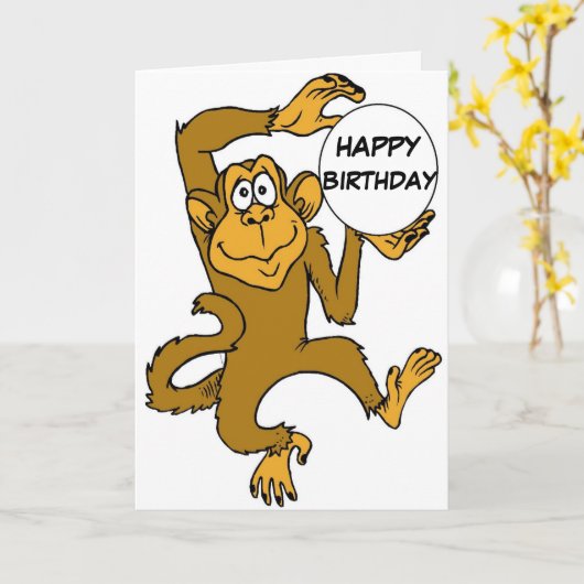 HAPPY BIRTHDAY MONKEY CARD KARTE (Gelbe Blume)