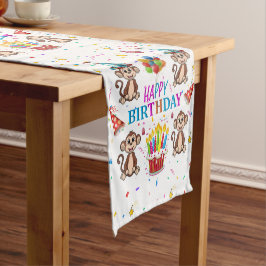 Happy Birthday Monkey Cupcake Tischläufer