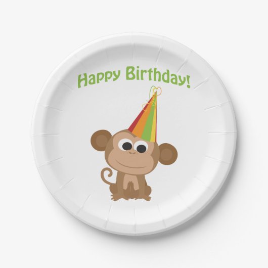 Happy Birthday Monkey Pappteller (Vorderseite)