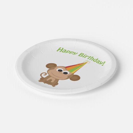 Happy Birthday Monkey Pappteller (Schrägansicht)