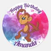 Happy Birthday Monkey Stickers (Vorderseite)