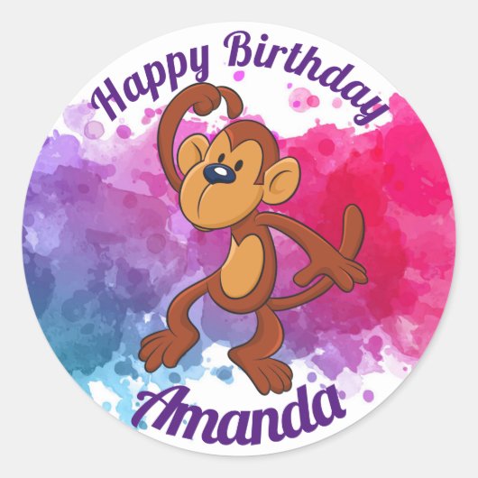 Happy Birthday Monkey Stickers (Vorderseite)