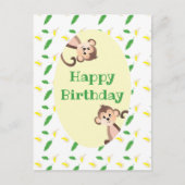 Happy Birthday Monkey Tropical Leaf Banana Peels Postkarte (Vorderseite)