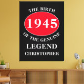 Happy Birthday Monogram Add Name Year Red Black Leinwanddruck (Insitu (Wohnzimmer))