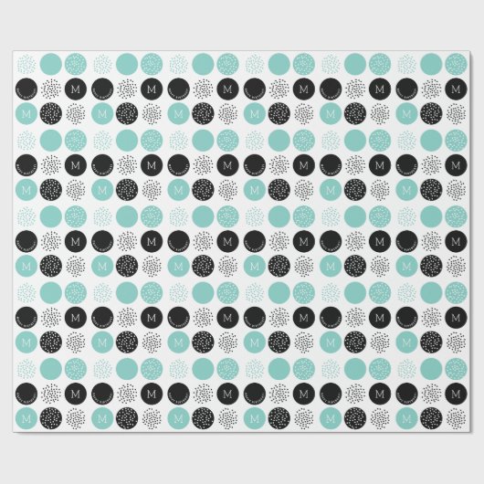 Happy Birthday Monogram Circles Aqua Dots Wrap Geschenkpapier (Flach)