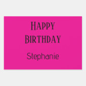 Happy Birthday Monogram Name Hot Pink Gold Niedlic Geschenkpapier Set (Vorderseite 2)