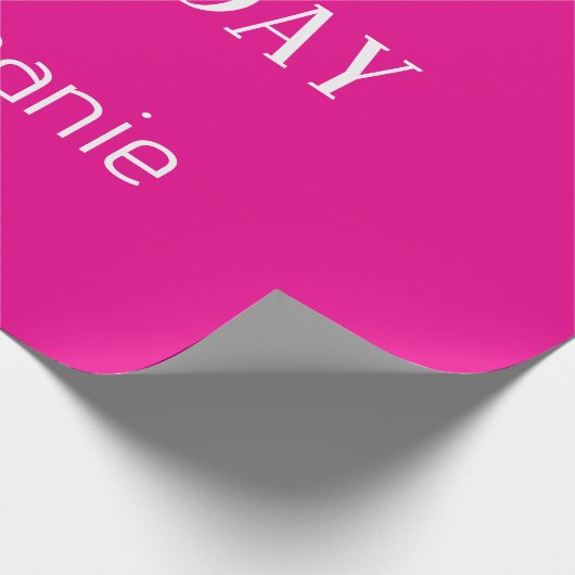 Happy Birthday Monogram Name Hot Pink White 2025 Geschenkpapier (Ecke)