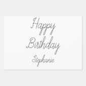 Happy Birthday Monogram Name Schwarz-weiß Gold Geschenkpapier Set (Vorderseite 2)