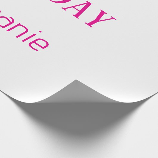 Happy Birthday Monogram Name White Hot Pink 2025 Geschenkpapier (Ecke)