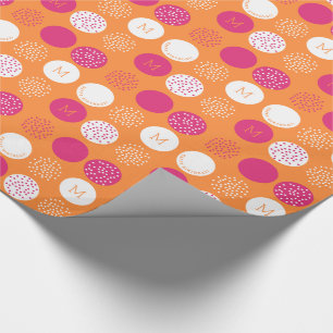 Happy Birthday Monogram Pink Orange Wrap Geschenkpapier