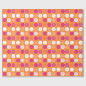 Happy Birthday Monogram Pink Orange Wrap Geschenkpapier (Flach)