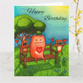 HAPPY BIRTHDAY MONSTER CARD KARTE (Gelbe Blume)