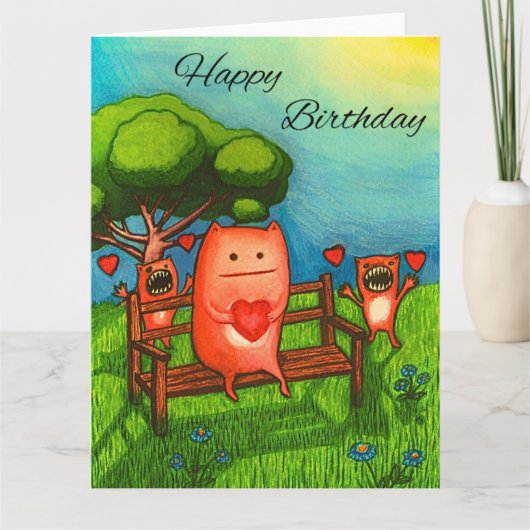 HAPPY BIRTHDAY MONSTER CARD KARTE (Vorderseite)