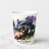 Happy Birthday Monster Truck Smash Crash Boy Pappbecher (Vorderseite)