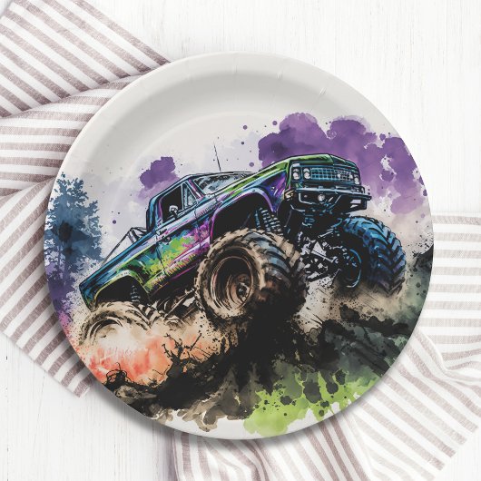 Happy Birthday Monster Truck Smash Crash Boy Pappteller