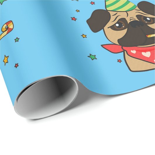 Happy Birthday Mops Boy Geschenkpapier (Rolleneckpunkt)