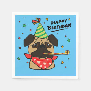 Happy Birthday Mops Boy Serviette