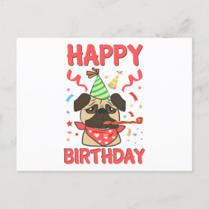 Happy Birthday Mops Bulldog Postkarte